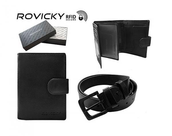 Kožený opasok Rovicky  a kožená peňaženka Rovicky R-N4L