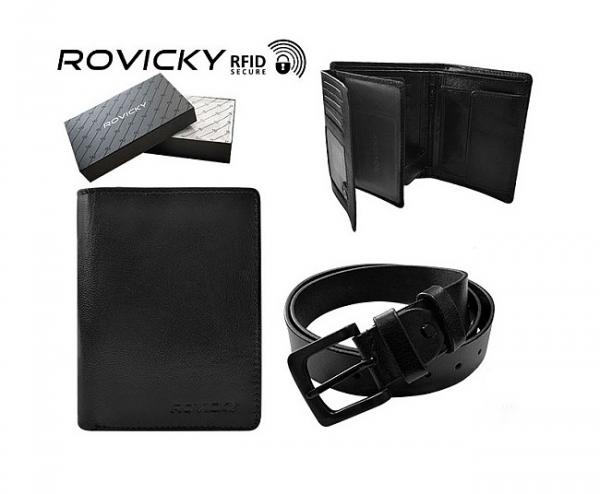 Kožený opasok Rovicky  a kožená peňaženka Rovicky R-N4