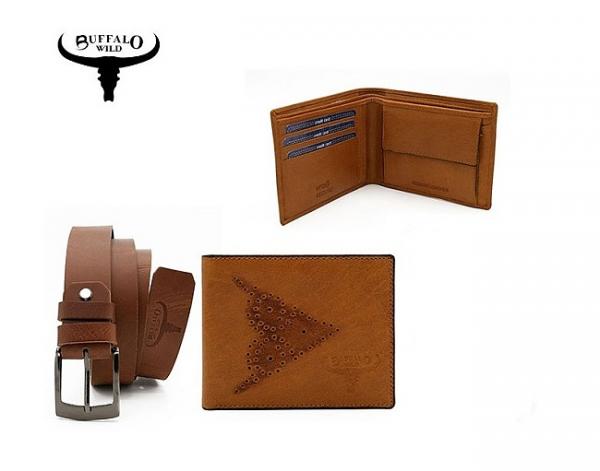 Kožený opasok Buffalo a kožená peňaženka PSB-N7-01-GG